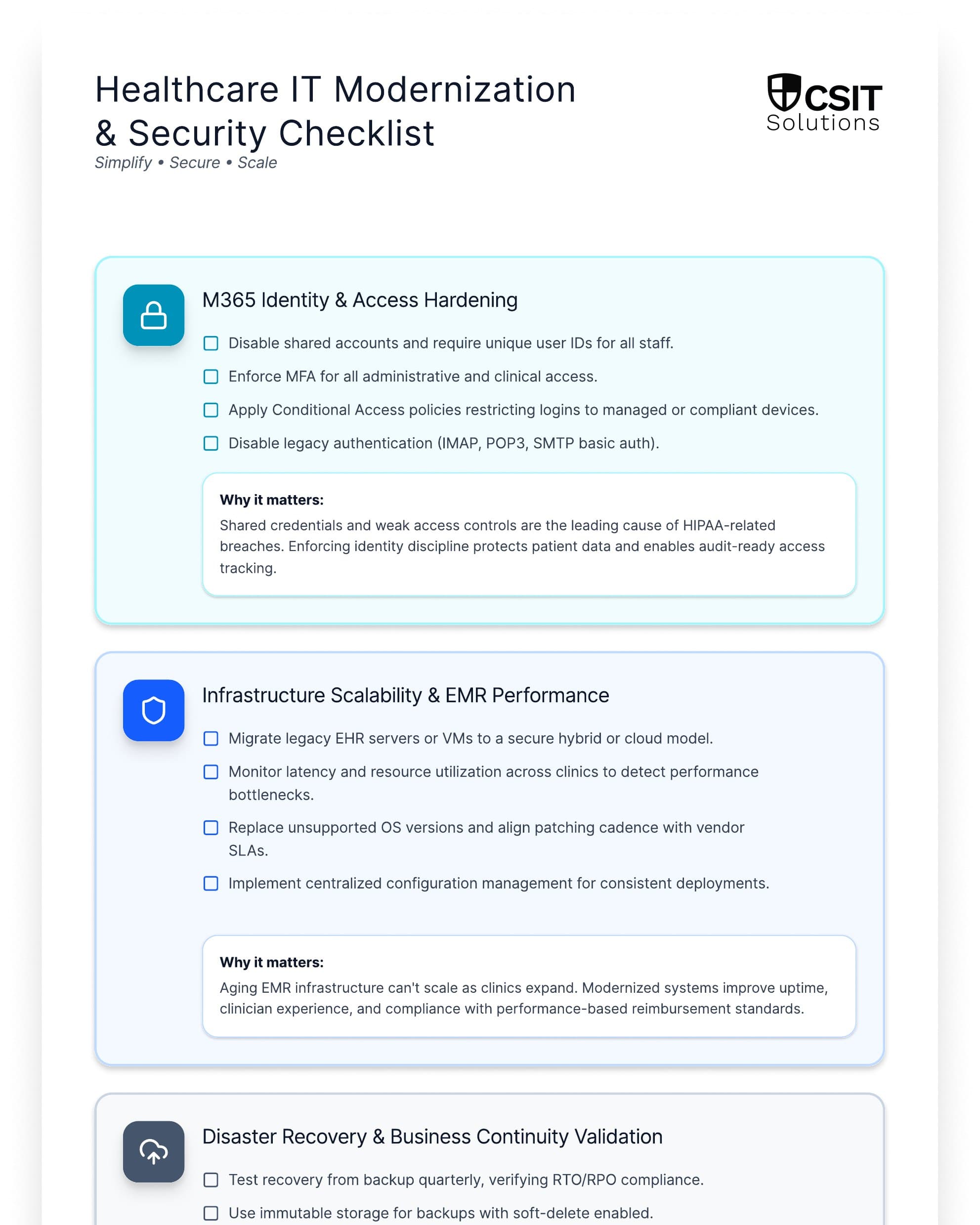 The CrossShield IT healthcare modernization checklist