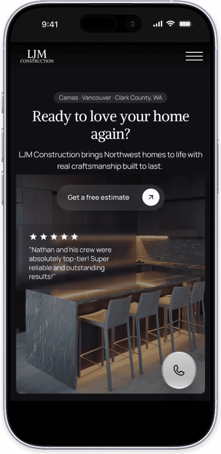 The LJM Construction site on a phone