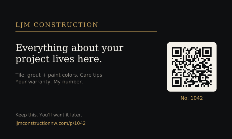 An LJM Construction project-record card