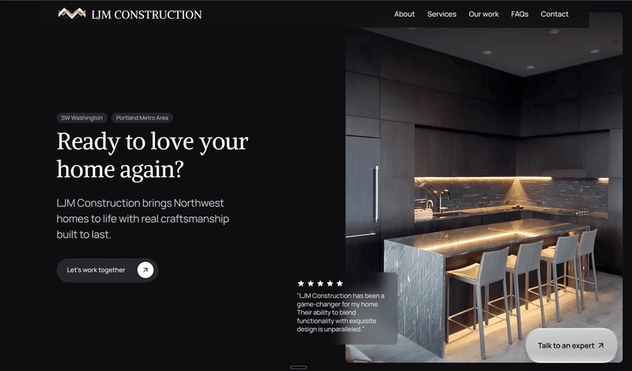The LJM Construction website