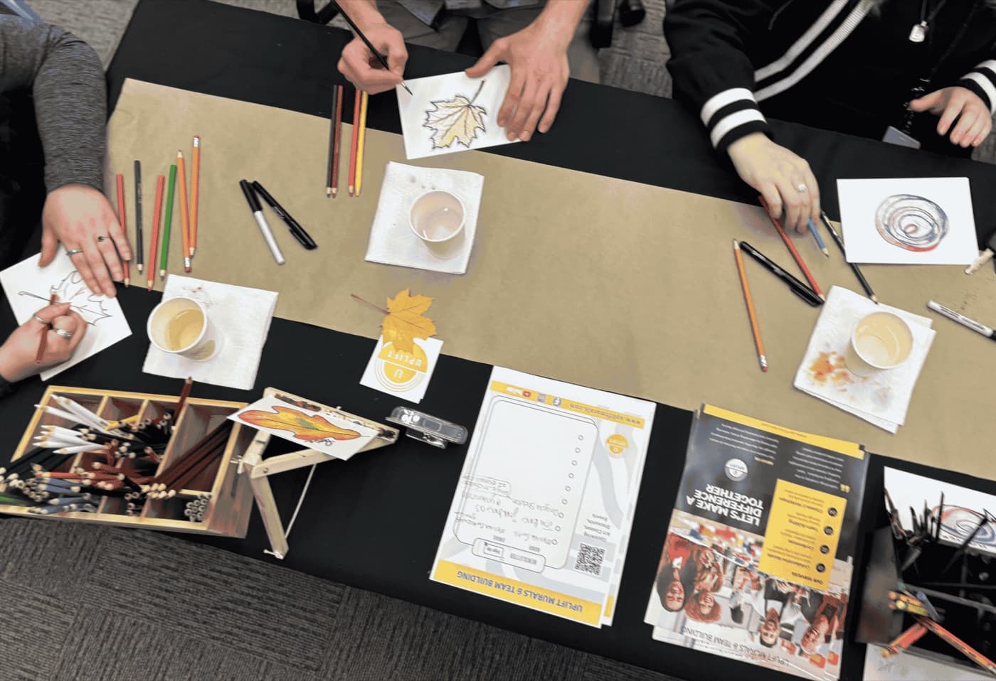 An Uplift paint and team-building session, seen from above