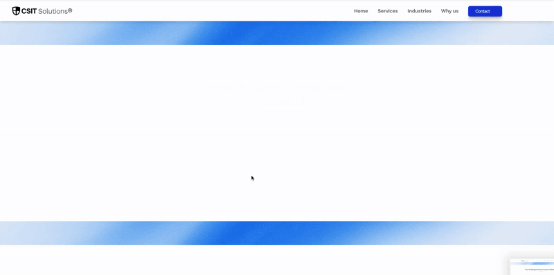 The CrossShield IT Solutions homepage hero, recorded live